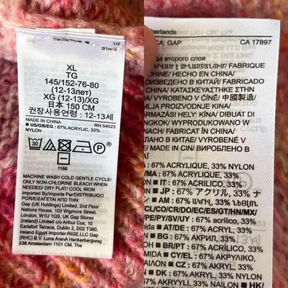 SOLD NWT Gap Kids Hooded Sweater XL Big Girl 12 Ombre Spacedye - Picture 11 of 14